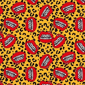 Punk Life Lips Mouth Leopard Print 