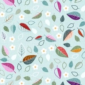 Leaves & Flowers | 12" | on Aqua | Charming Cherries Collection (BrickC)