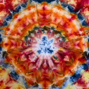 Fire Tie Dye Fabric In Red and Orange