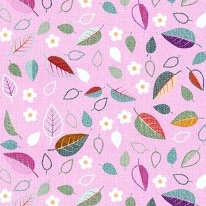 Leaves & Flowers | 12" | on Pink | Charming Cherries Collection (BrickC)