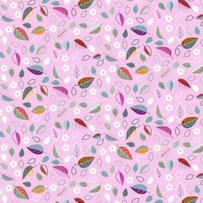 Leaves & Flowers | 6" | on Pink | Charming Cherries Collection (BrickC)