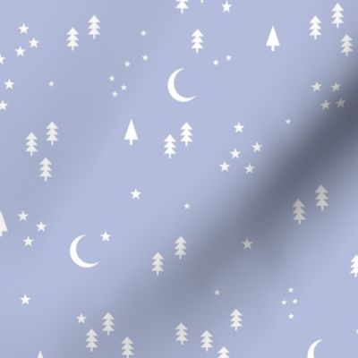 Celestial minimalist Christmas stars and moon phase happy holidays christmas white trees lilac purple