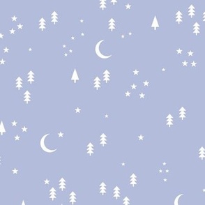 Celestial minimalist Christmas stars and moon phase happy holidays christmas white trees lilac purple