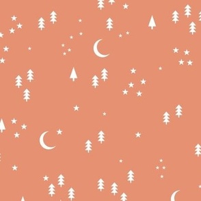 Celestial minimalist Christmas stars and moon phase happy holidays christmas vintage orange moody coral white