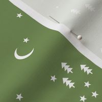 Celestial minimalist Christmas stars and moon phase happy holidays christmas basil green white