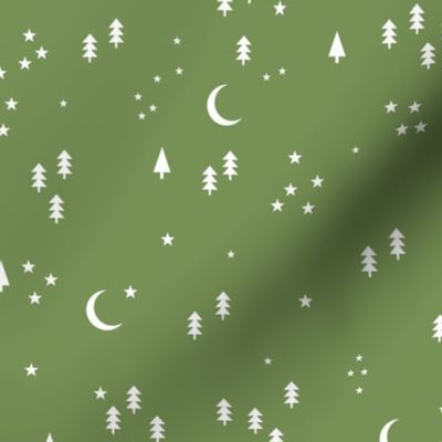 Celestial minimalist Christmas stars and moon phase happy holidays christmas basil green white