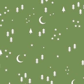 Celestial minimalist Christmas stars and moon phase happy holidays christmas basil green white