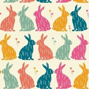 Rabbit, colorful bunnies, meadow 