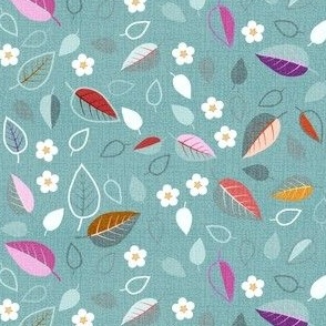 Leaves & Flowers | 12" | on Petrol | Charming Cherries Collection