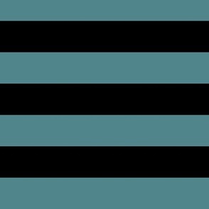 Large Horizontal Awning Stripe Pattern - Smoky Blue and Black