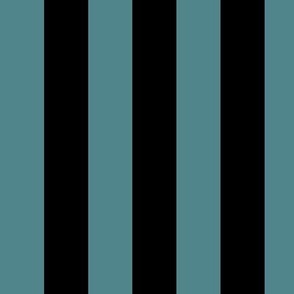 Large Vertical Awning Stripe Pattern - Smoky Blue and Black
