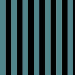Vertical Awning Stripe Pattern - Smoky Blue and Black