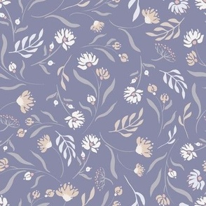 Soft blue ditsy floral repeat pattern