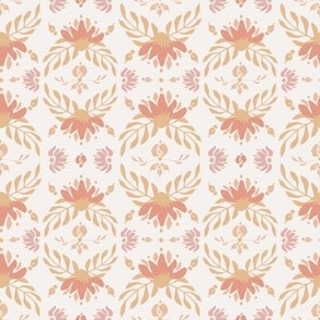 Coral floral repeat pattern