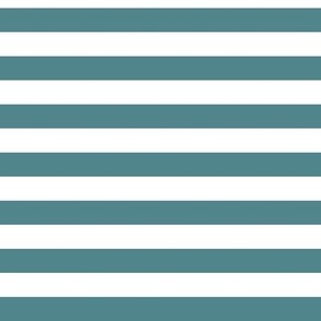 Horizontal Awning Stripe Pattern - Smoky Blue and White