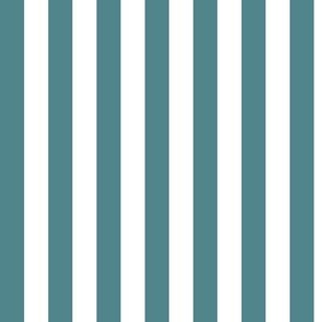 Vertical Awning Stripe Pattern - Smoky Blue and White