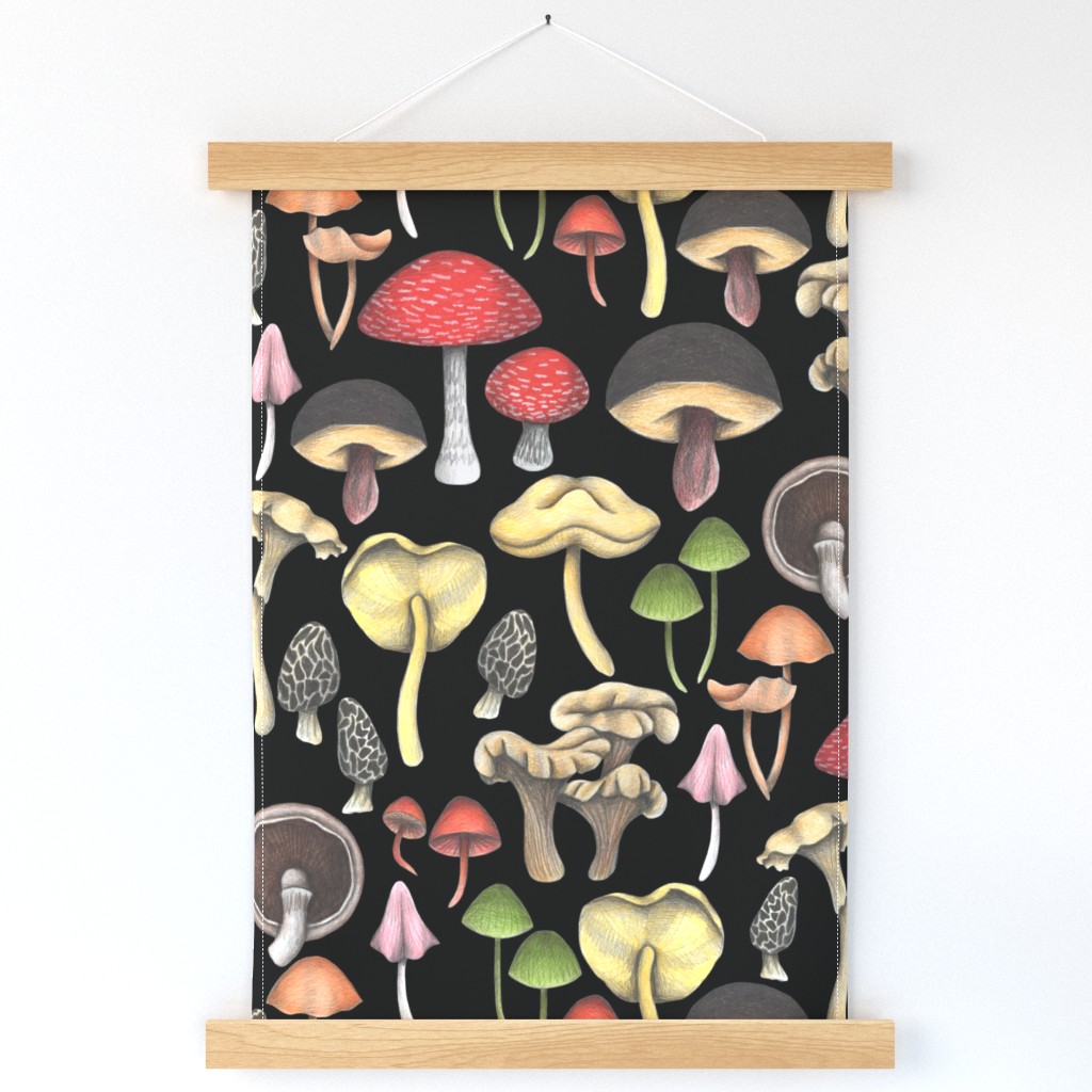 Wild Mushrooms Fantasy Black (Medium Scale)