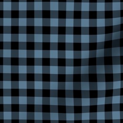 Gingham Pattern - Stormy Blue and Black