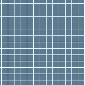 Grid Pattern - Stormy Blue and White