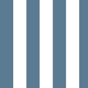 Large Vertical Awning Stripe Pattern - Stormy Blue and White