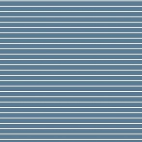 Small Horizontal Pin Stripe Pattern - Stormy Blue and White
