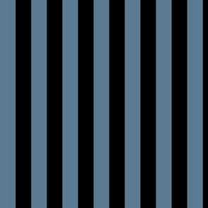 Vertical Awning Stripe Pattern - Stormy Blue and Black
