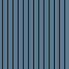 Vertical Pin Stripe Pattern - Stormy Blue and Black