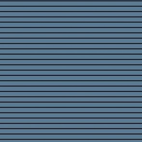 Small Horizontal Pin Stripe Pattern - Stormy Blue and Black