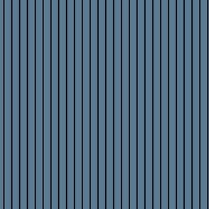 Small Vertical Pin Stripe Pattern - Stormy Blue and Black