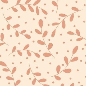 Orange branches, leaves and spots on cream