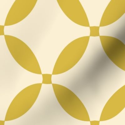 Geometric Lens Circles, Goldenrod Mustard on Almond by Brittanylane