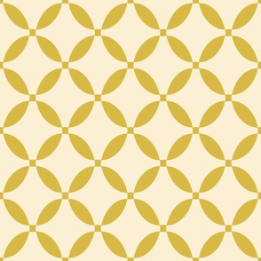 Geometric Lens Circles, Goldenrod Mustard on Almond by Brittanylane