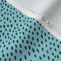 Navy blue on pool blue speckles print