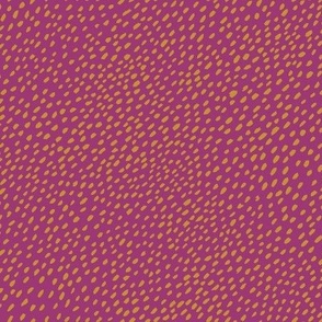 Mustard yellow on berry pink speckles print