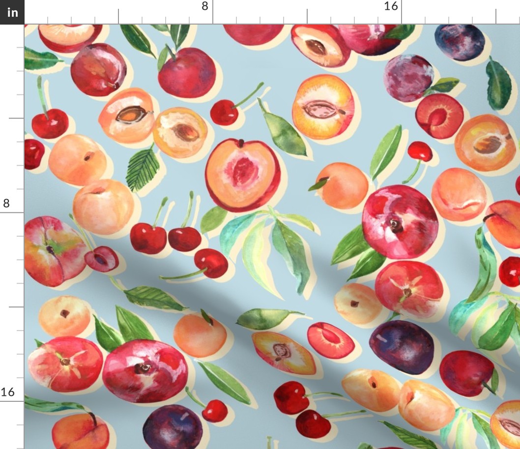 Stone fruit design-Light Blue