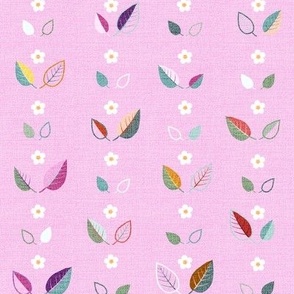 Leaves & Flowers Rows | 8" | on Pink | Charming Cherries Collection