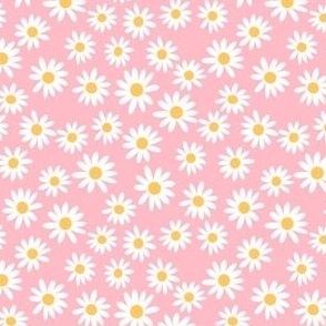 SMALL daisy print fabric - daisies, daisy fabric, baby fabric, spring fabric, baby girl, earthy - pink