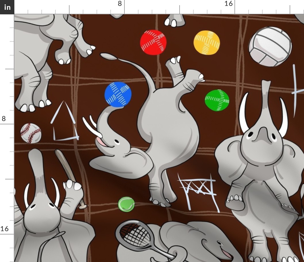 Elephants Play Ball | Jumbo | Chocolate Brown #471A00