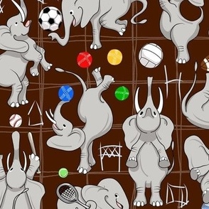 Elephants Play Ball | Chocolate Brown  #471A00