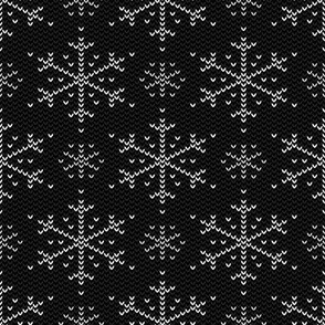 Chunky Knit Snowflake Sweater, White on Black