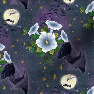 Nocturnal Bats & Moonflowers-M