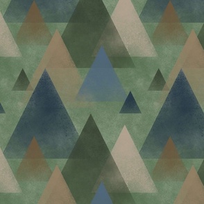 misty mountains geometric slate pine brown