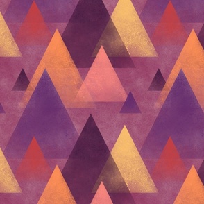 misty mountains geometric, purple, magenta, orange, yellow, abstract