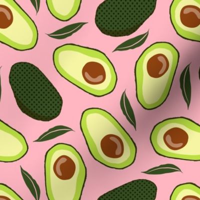 Retro Avocado and Leaves Pink