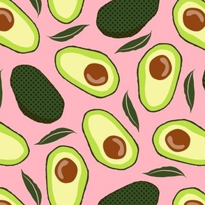 Retro Avocado and Leaves Pink