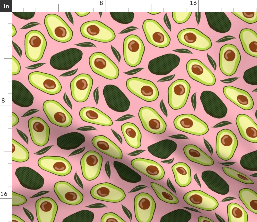 Retro Avocado and Leaves Pink