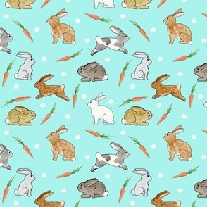 Bunnies and Carrrots on Mint