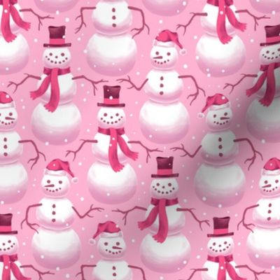  Cute Snowmen Pink