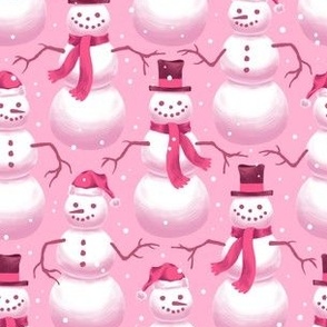  Cute Snowmen Pink