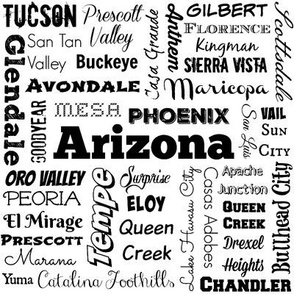 Arizona cities, white (8-inch repeat)